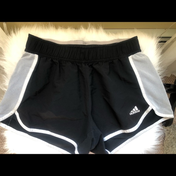 Adidas Black Athletic Shorts with White Trim - Picture 1 of 5